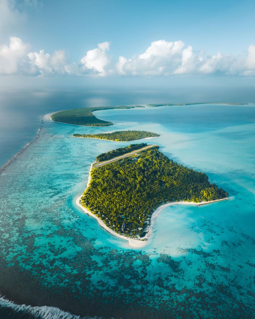 Aerial view of the atoll and lagoon